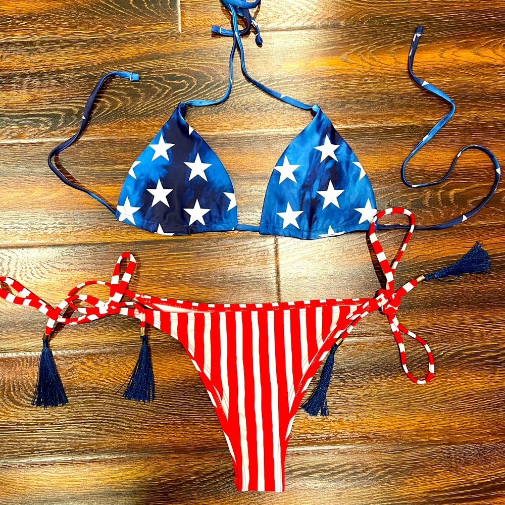 Shein USA flag 2 piece bikini bathing suit 👙